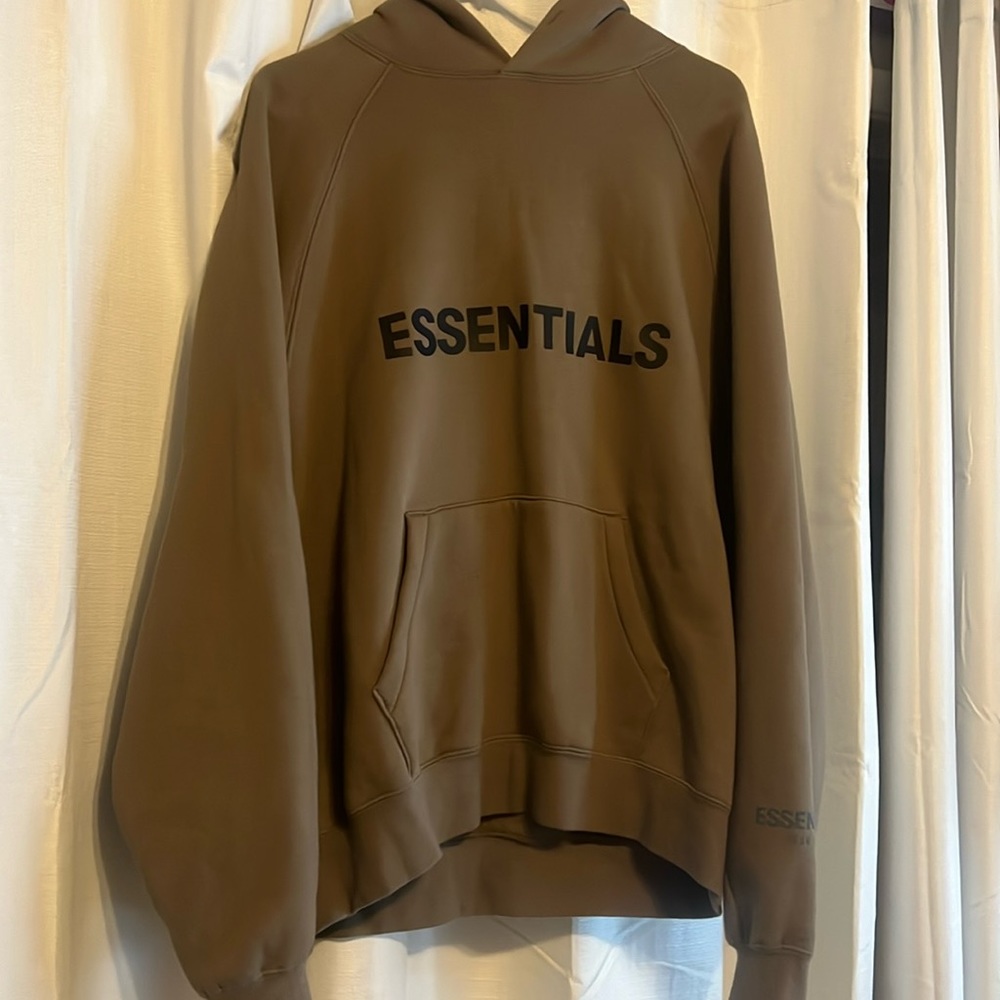 Fear of God Essentials Pullover Hoodie Applique Logo Taupe